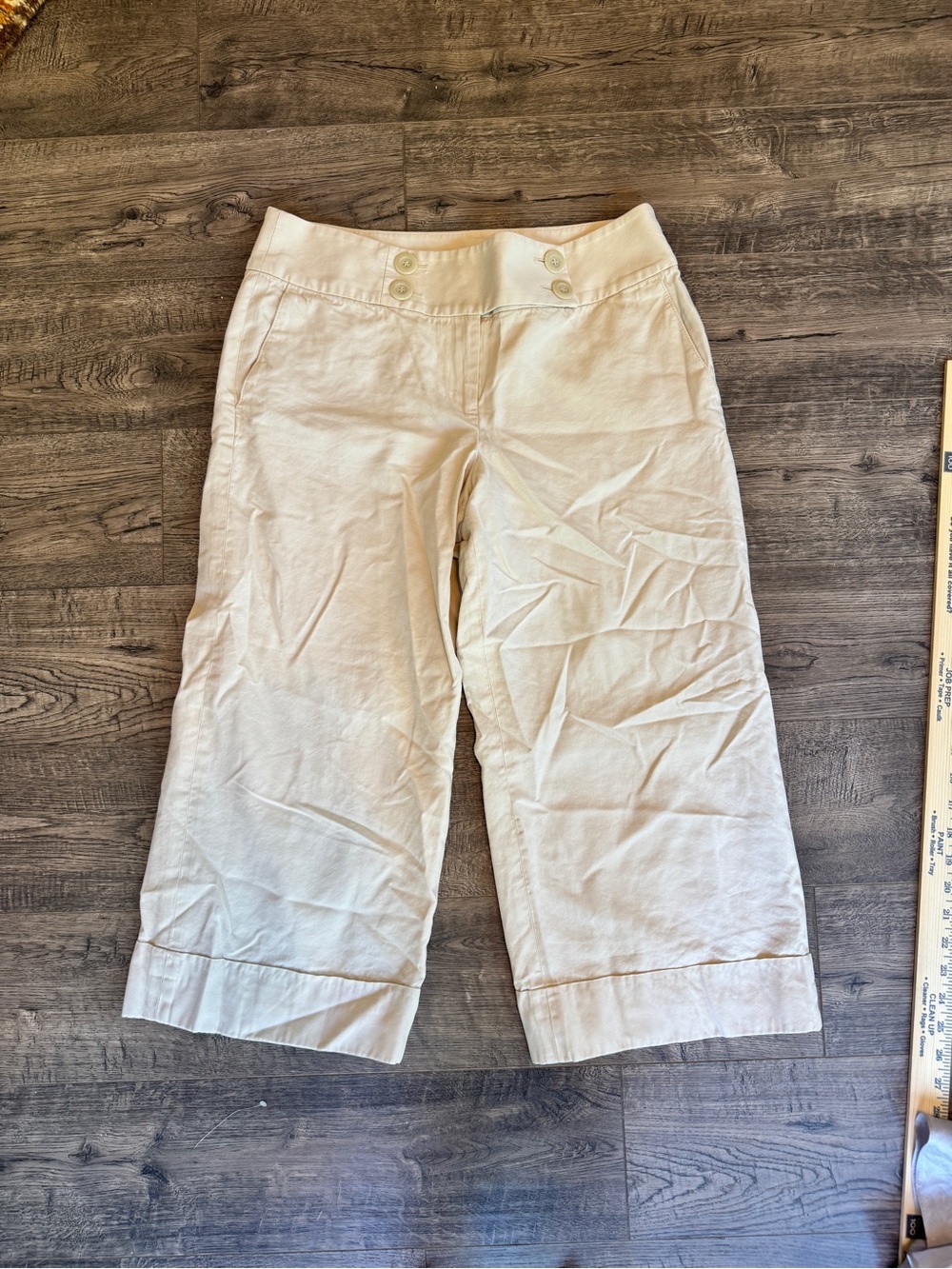 LOFT Cream Wide-Leg Capris